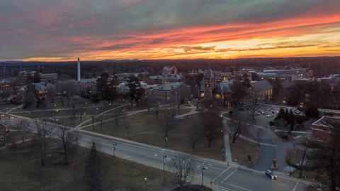 UNH Durham campus at sunset